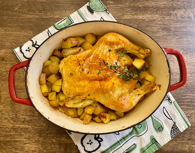 roast chicken with potatoes