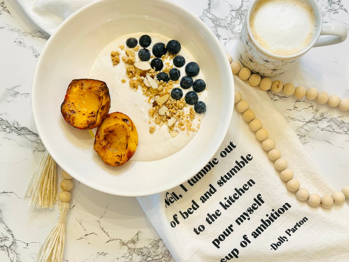 Roasted Peaches with Whipped Vanilla Cinnamon Cottage&nbsp;Cheese